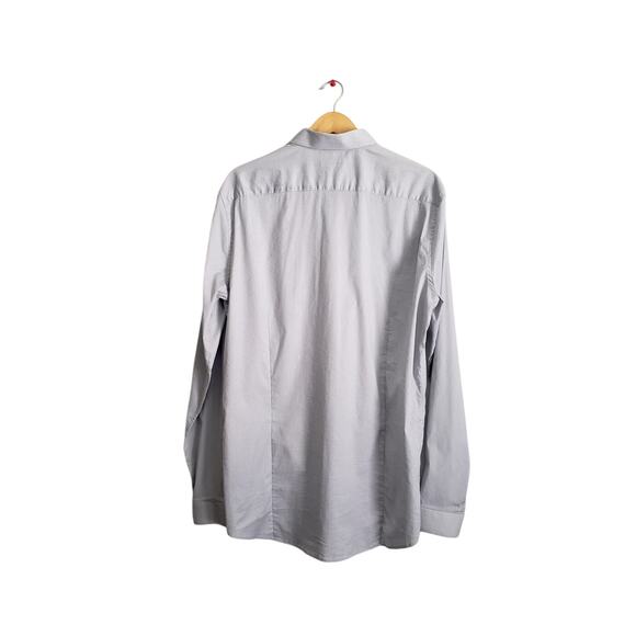 Theory Men's Cedrick Zino Graph-Check Dress Shirt Size 17L Blue - Picture 2 of 7